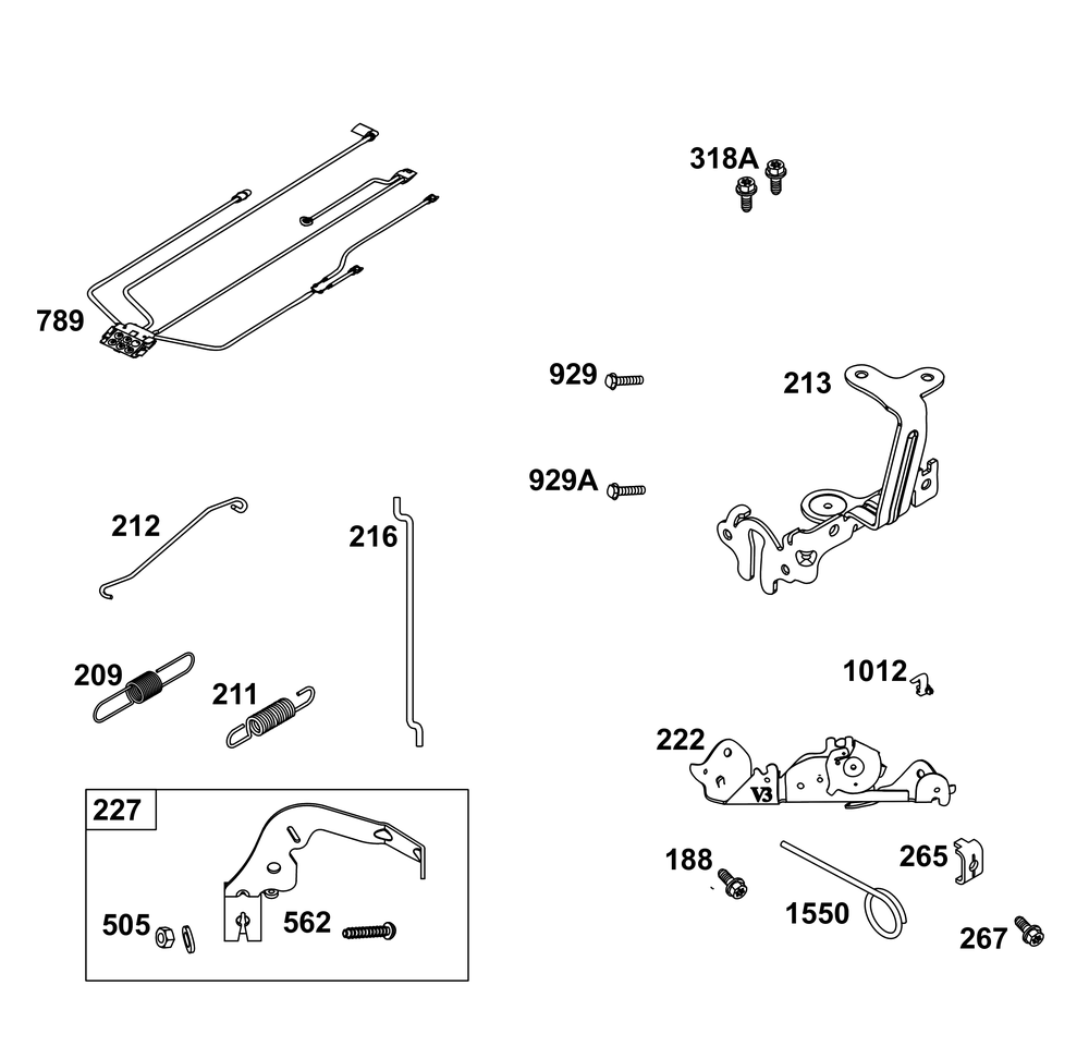 Controls Group Diagram and Parts List for 44T977-0055-B5 400000 - 699999 Briggs and Stratton Engine